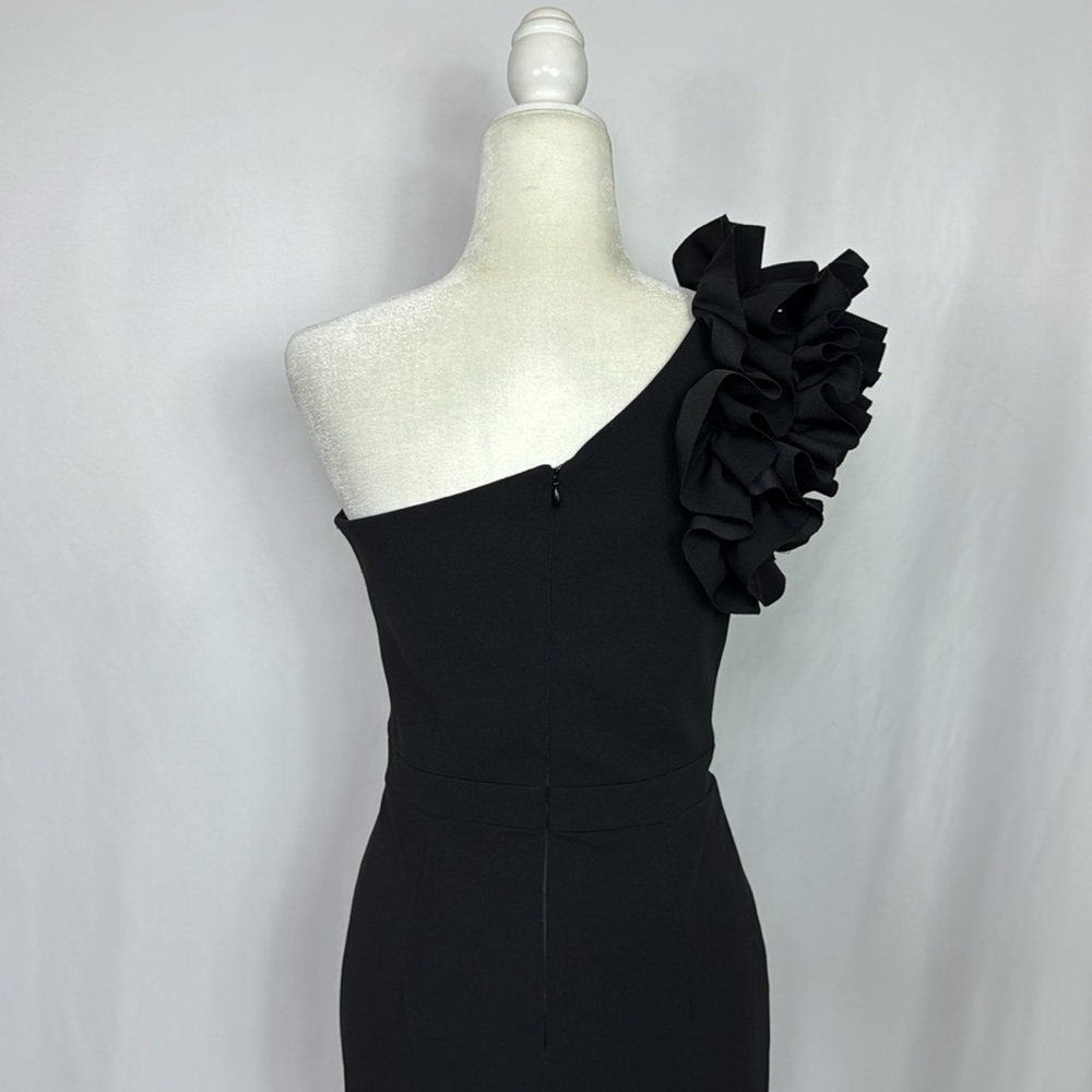 Xscape Black One-Shoulder High-Low Ruffle Dress - Picture 10 of 14